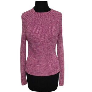 Women’s Relativity long sleeve sweater, pink fits to the curve of the body